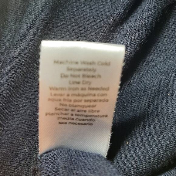 Venus Navy Blue Striped Hem Dress Sz Small Contrast Hem Zipper Fun Cute Sporty - Picture 12 of 13